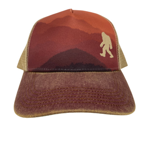 Sasquatch Embroidered Trucker Hat - Mountain Sunset