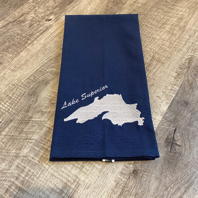 Lake Superior Embroidered Tea Towel