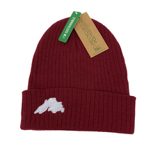 Load image into Gallery viewer, Burgundy - Lake Superior Embroidered Knit Beanie