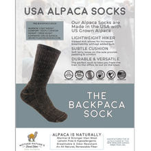 Load image into Gallery viewer, Backpacka Alpaca Socks are perfect for your adventure- Cozy, USA Made, Natural, Made to Last!Backpacka Alpaca Socks are perfect for your adventure- Cozy, USA Made, Natural, Made to Last!