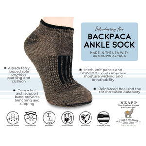 Backpacka Alpaca Socks are perfect for your adventure- Cozy, USA Made, Natural, Made to Last!