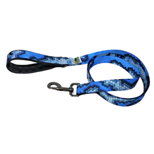 Load image into Gallery viewer, AdventureUs Dog Leash Blue Tango Hex Cam- This unique hexagon camo print is funky and fun!  If your style is screaming to be bold and strong, this unique camouflage print is for you and your furry friend.