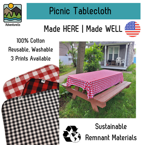 Red Gingham Tablecloth | 100% Cotton | 60" x 90" | USA Made