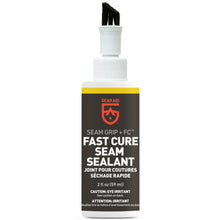 Load image into Gallery viewer, Restore your tent or coated fabrics in a snap with this easy Gear Aid Sealant.  This clear sealant makes tent waterproofing hassle-free with its built-in foam applicator brush. Over time, the protective waterproofing on a tent floor, rain fly, or tarp wears out and begins to flake off.  When a rainfly gets sticky or backpacks start delaminating, make them perform again with Seam Grip TF Tent Fabric Sealant.
