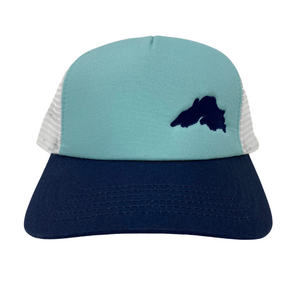 Lake Superior Embroidered Trucker Hat - Teal/Navy/White