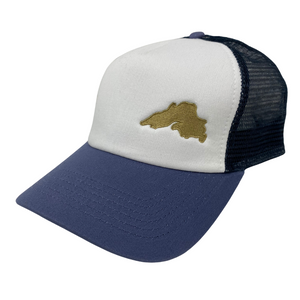 Lake Superior Embroidered Trucker Hat - White/Indigo/Navy