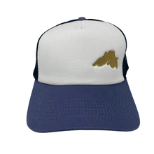 Load image into Gallery viewer, Lake Superior Embroidered Trucker Hat - White/Indigo/Navy