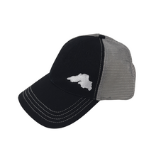 Load image into Gallery viewer, Lake Superior Embroidered Trucker Cap - Black/Silver
