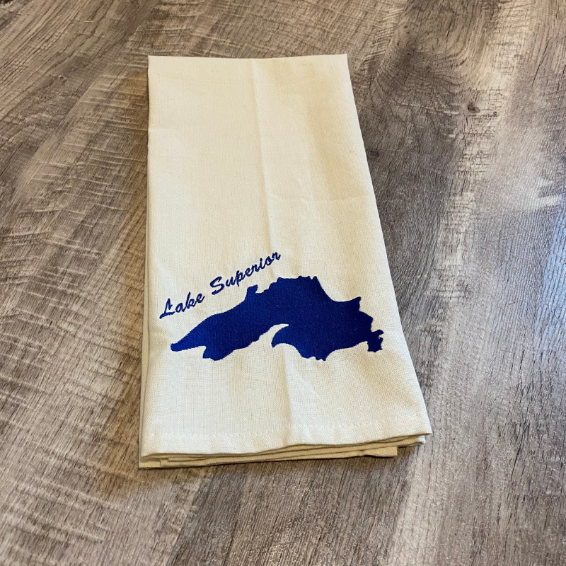 Lake Superior Embroidered Tea Towel