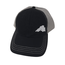 Load image into Gallery viewer, Lake Superior Embroidered Trucker Cap - Black/Silver