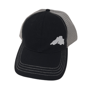 Lake Superior Embroidered Trucker Cap - Black/Silver