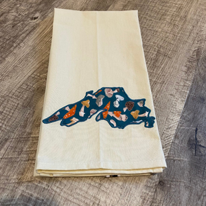 Lake Superior Scrappy Embroidered Tea Towel