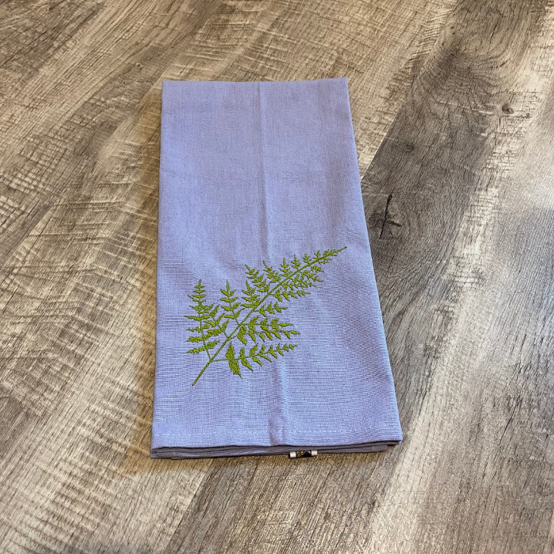 Fern Embroidered Tea Towel