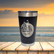 Load image into Gallery viewer, This 20 oz tumbler travel mug featuring the Full Keel Coffee logo is the perfect companion for all your adventures! Whether you’re venturing out of town or simply on your way to work, this tumbler will keep your drinks at the perfect temperature while you explore. Get ready to make some waves!