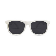 Load image into Gallery viewer, Hipster Kid Sunglasses in White Polarized are polarized, 100% UVA/UVB protection and durable for all of your adventures.