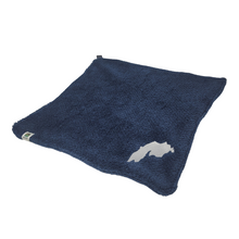 Load image into Gallery viewer, Our Baby Snuggle Blanket is handcrafted in Wisconsin, USA from the plushest fleece fabric, creating a luxuriously, double-layered comfort lovey that will soothe even the fussiest baby. A truly special item, perfect for snuggling and gifting.  Plush fuzzy fleece in a compact size for snuggles on the go.  Add it to your diaper bag for easy soothing on all of your adventures. Polyester tag loop is perfect for securing to car seats and stroller as well as an additional sensory experience