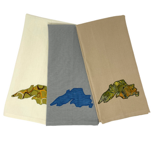 One 28" x 20" towel 2.75" x 6" applique of Lake Superior