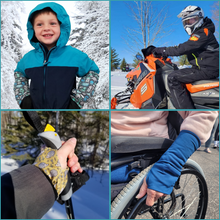 Load image into Gallery viewer, Snow Sleeves® Wrist Gaiters are a fun and functional wrist warmer for kids and adults that can be worn over or under jacket sleeves. These comfortable, unique wrist gaiters keep your wrists warm so that you can play longer.