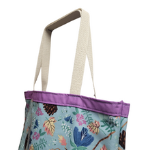 Load image into Gallery viewer, Shop in style with this classy 100% Cotton Tote Bags. Great for heading to the library, yoga, shopping, or to keep your projects contained.  Size: 16&quot; wide x 17&quot; long x 4&quot; gusseted bottom Materials: 100% cotton with cotton liner and webbing. USA Made in Washburn, Wisconsin 