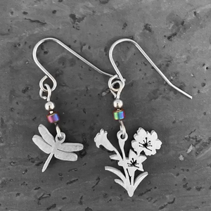 Dragonfly & Flowers Stainless Steel Earrings