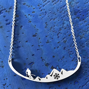 Skiing Stainless Steel Necklace