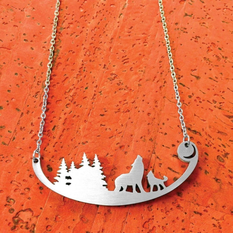 Wolf Howl Stainless Steel Necklace