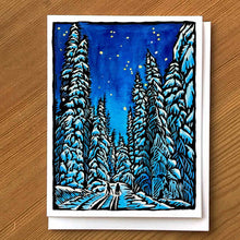Load image into Gallery viewer, Full Moon Ski Greeting Note Card