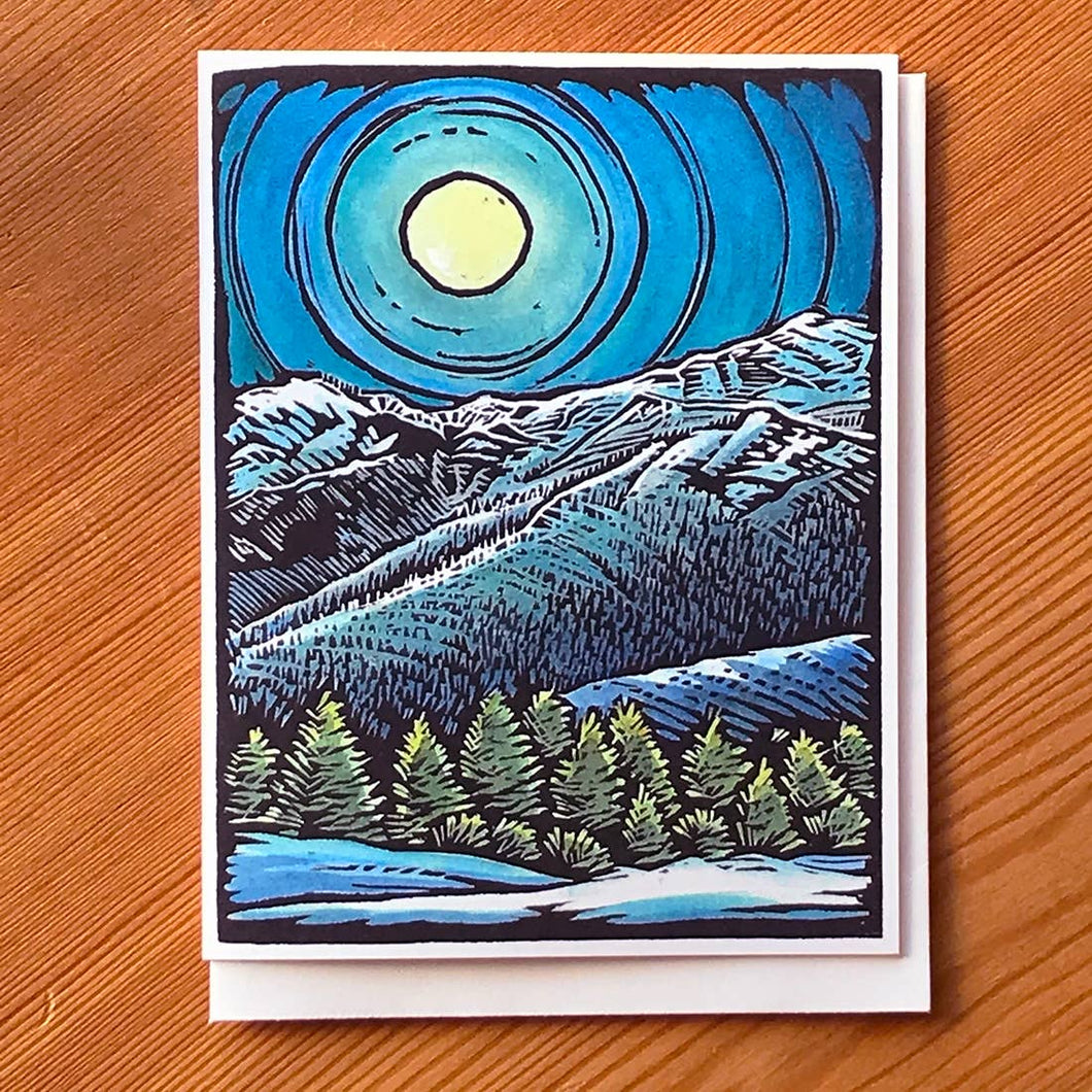 Mountains and Moonlight Greeting Note Card