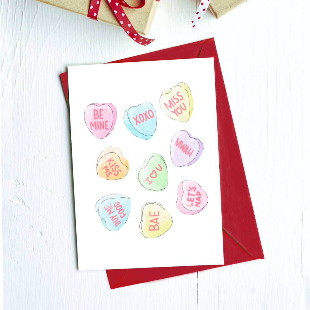 Candy Heart Lovers Card