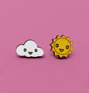 Cute Sun & Cloud Stud Earrings