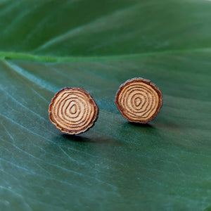 Woodland Log Minimalist Unisex Wood Stud Earrings