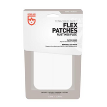Load image into Gallery viewer, Tenacious Tape Flex Patches are for heavy duty, permanent repairs that need to flex. Made of strong TPU tape, it won’t puncture or peel and is resistant to abrasions – making it ideal for patching up holes on vinyl furniture and inflatables. Offering maximum hold, the clear, waterproof tape forms an impermeable seal that flexes with the material. When only the toughest will do, reach for Tenacious Tape Flex Patches.