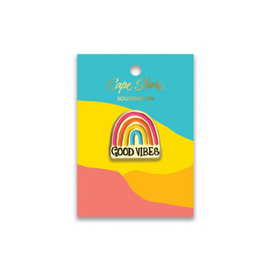 Perfect for adding a little flair to jacket, hats, backpacks, or lapels. Good Vibes Rainbow Enamel Pin - Cape Shore