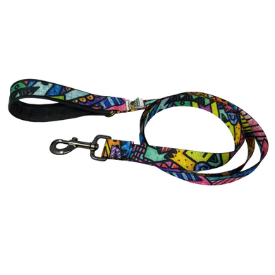 Dog Leash Graffiti Fun- Ever had the urge to tag the neighborhood with your unique colors and style?  With vivid yellows, bright blues, hot pink, and every other color you can think of- this fun & funky pattern is sure to inspire creative adventures.