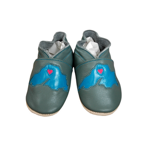 Wee-Kicks are handcrafted toddler shoes made from quality leather. These grey and blue Lake Superior shoes are perfect for any lake lover and adventurer in your life!