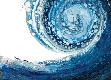 Celebrate the beauty of the water with this unique and elegant greeting card. Featuring a vivid blue colorway by local Bayfield Wisconsin artist, KP Gallery's signature Hydro Dip art is sure to impress with its intricate blend of artistry and craftsmanship. Make a lasting impression with this one-of-a-kind card.