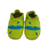 Load image into Gallery viewer, Wee-Kicks are handcrafted toddler shoes made from quality leather. These lime green kayak  shoes are perfect for any lake lover and adventurer in your life!