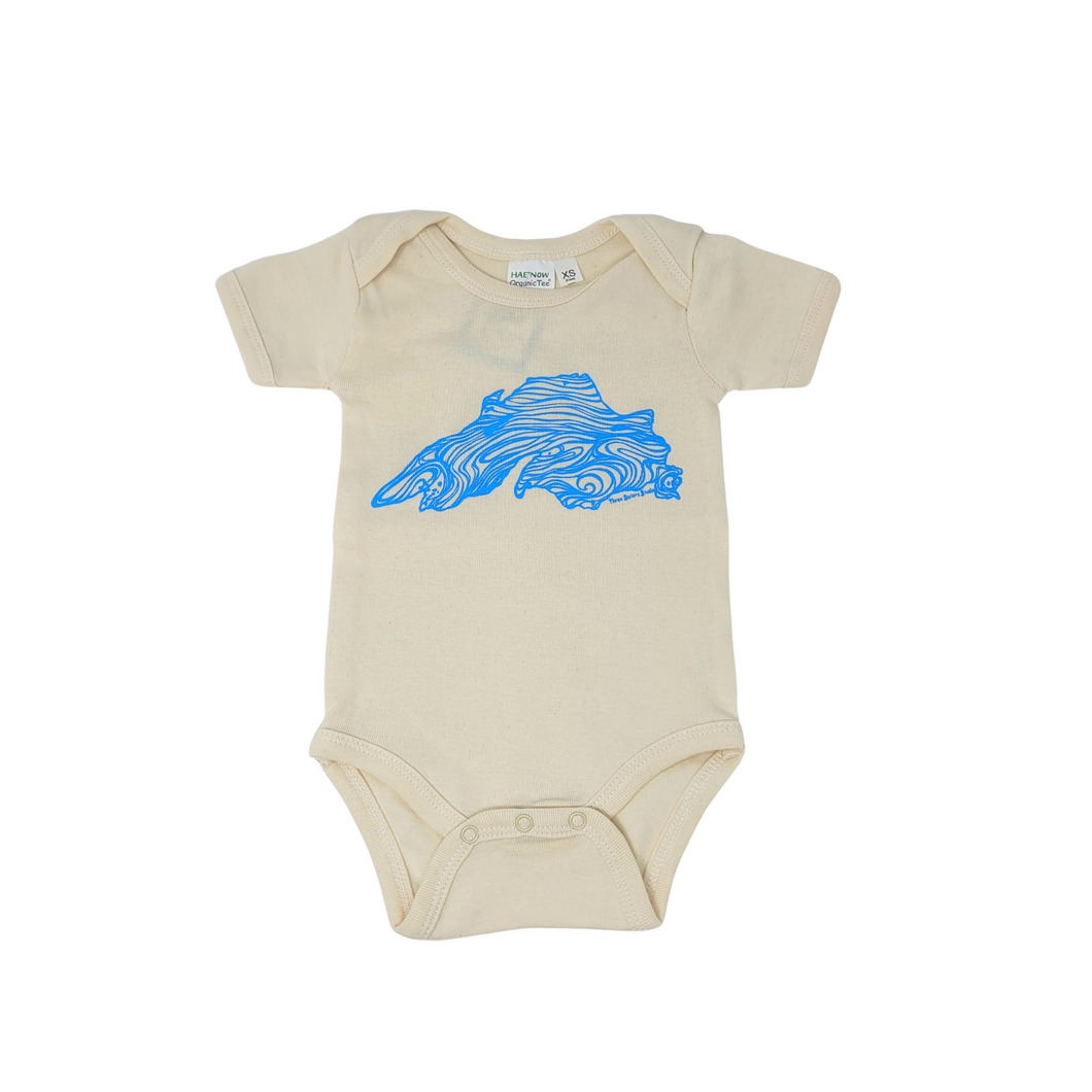 Hand Screen printed Lake Superior Baby Onesies are sure to be a treasured gift!Hand Screen printed Lake Superior Baby Onesies are sure to be a treasured gift!