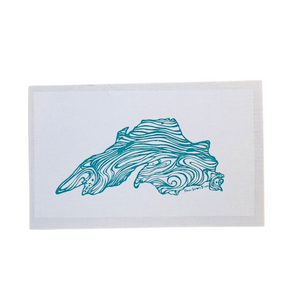 Got holes?  Need to add flair? These hand screen printed Lake Superior sew on patches are backed with a stretch fusible to make adding a patch easy.  Go head, put a lake on it!
