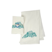 Load image into Gallery viewer, The perfect wedding, housewarming, or anytime gift.  Beautifully Hand Screen Printed Lake Superior Tea Towels from Washburn Wisconsin Artist Three Sisters Studio.