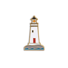 Load image into Gallery viewer, Perfect for adding a little flair to jacket, hats, backpacks, or lapels. Lighthouse Enamel Pin - Cape Shore