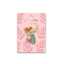Load image into Gallery viewer, Perfect for adding a little flair to jacket, hats, backpacks, or lapels.  Mermaid Enamel Pin - Cape Shore