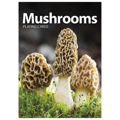 Heading on an overnight or looking for the perfect gift? Don't forget to grab a set of these fun & educational playing cards. Features images of 54 species of mushrooms - family fun for everyone!  Size: 2.5