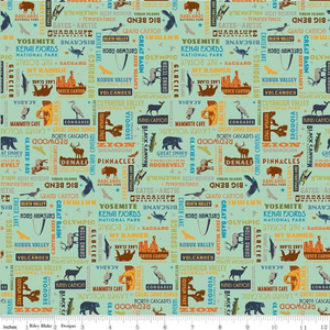 This fun National Parks themed fabric is perfect for quilting, patching, curtains, bags and more!  This print features text and icons that relate to the different national parks.