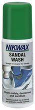 Load image into Gallery viewer, Once your sandals have been used a few times and are starting to smell, use Nikwax Sandal Wash™ to clean, deodorize and freshen. Always apply this product to all non waterproof footwear, including shoes, sandals and next to skin areas of footwear, such as insoles and footbeds to keep them in top condition.  Easy application instructions on package. Eco-friendly garment and gear care