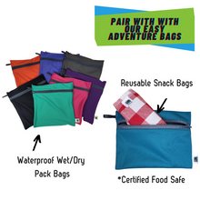 Load image into Gallery viewer, Pair these awesome reusable picnic napkins with our  Wet/Dry Pack Bags and Snack Bags for easy waterproof storage and to pack back up after use.  Simply throw everything in the wash and head out on another adventure.