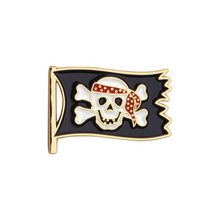 Load image into Gallery viewer, Perfect for adding a little flair to jacket, hats, backpacks, or lapels. Pirate Skull Flag Enamel Pin - Cape Shore