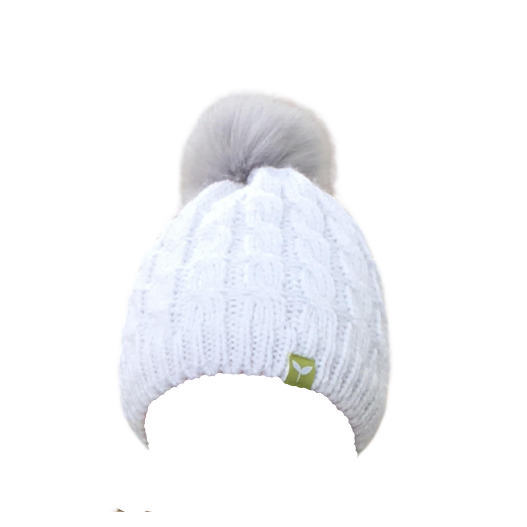 Stay warm with this fleece lined snow bunny beanie.