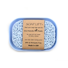 Load image into Gallery viewer, This eco-friendly, USA Made soap lift gives your soap an attractive look while adding longevity.  Helps your bar of soap last longer and not stick to the soap dish or shower shelf