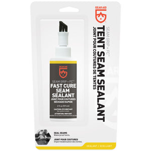 Restore your tent or coated fabrics in a snap with this easy Gear Aid Sealant.  This clear sealant makes tent waterproofing hassle-free with its built-in foam applicator brush. Over time, the protective waterproofing on a tent floor, rain fly, or tarp wears out and begins to flake off.  When a rainfly gets sticky or backpacks start delaminating, make them perform again with Seam Grip TF Tent Fabric Sealant.